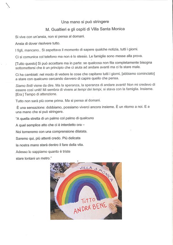 Una Poesia Dagli Ospiti di Villa Santa Monica